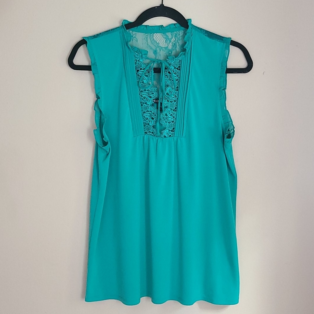 express teal lace blouse
